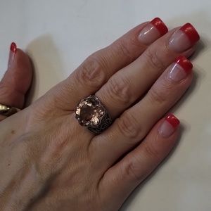 Genuine 7-carat total weight Morganite Quartz Ring